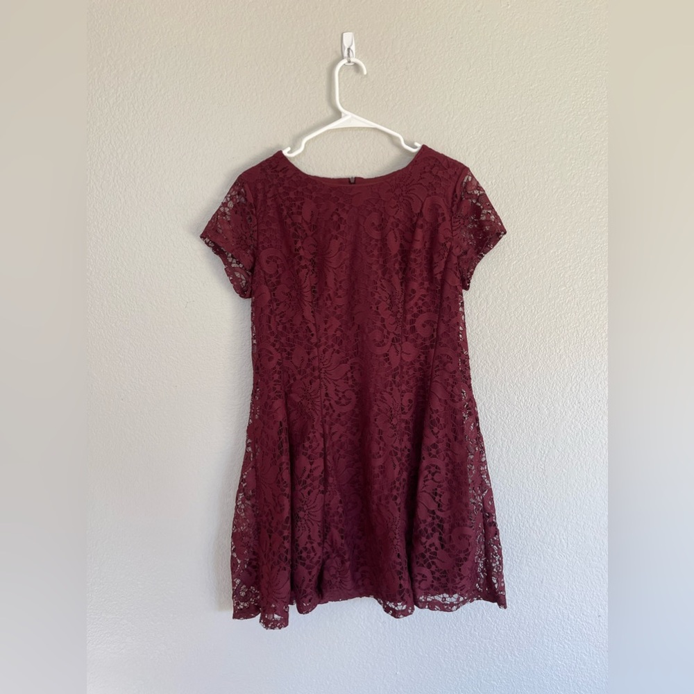 Wine color lace dress